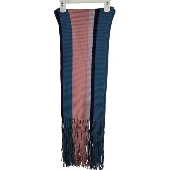 Portolano Multicolor Stripe Lambswool Angora Blend Fringe Scarf - Picture 6 of 6